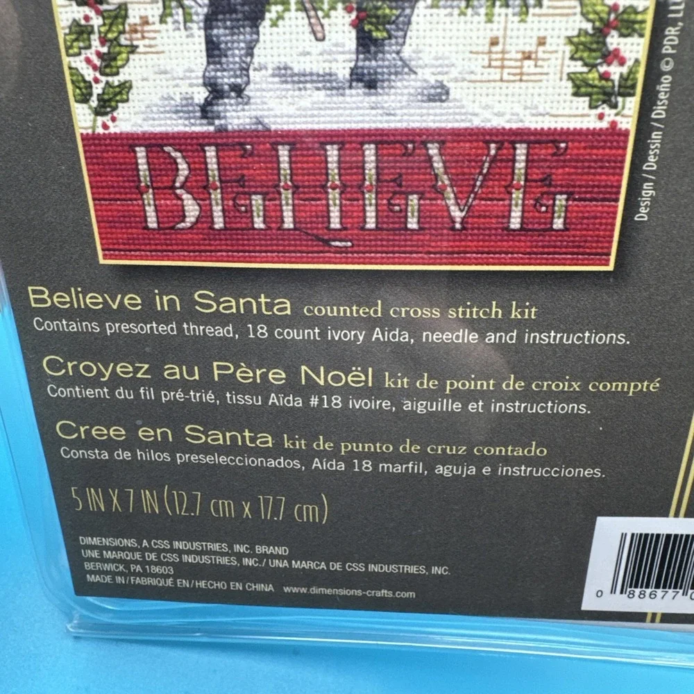 Dimensions Gold Collection Cross Stitch Kit Christmas Santa Claus Believe Petite